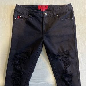 Tripp NYC - 7 - Black super skinny distressed jeans